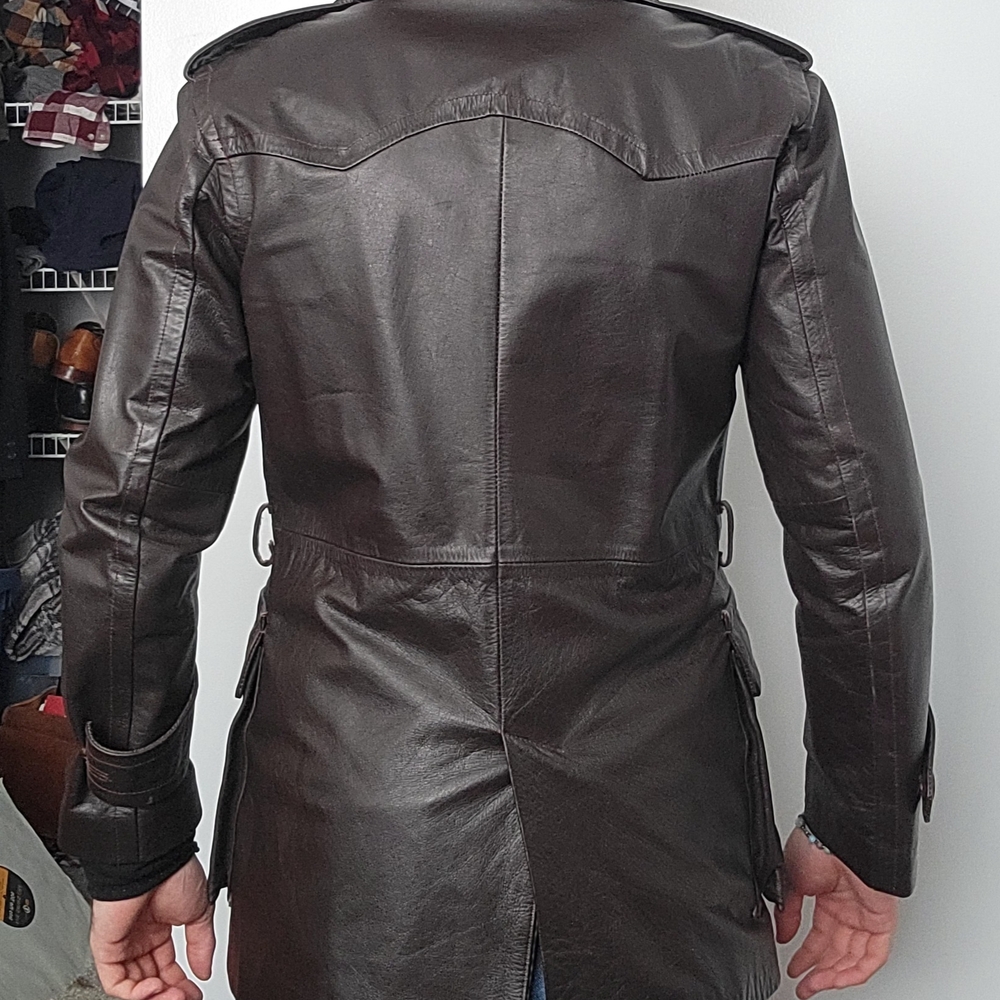 Men's Brown Bomber Jacket/Trench Coat - Picture 2 of 5